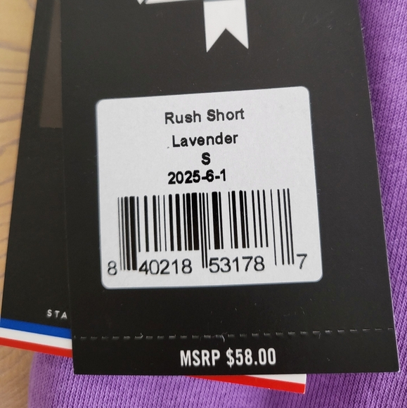 NWT FourLaps Oversized Rush Sweat Shorts Elastic Drawstring Lavendar Purple S - Picture 8 of 8